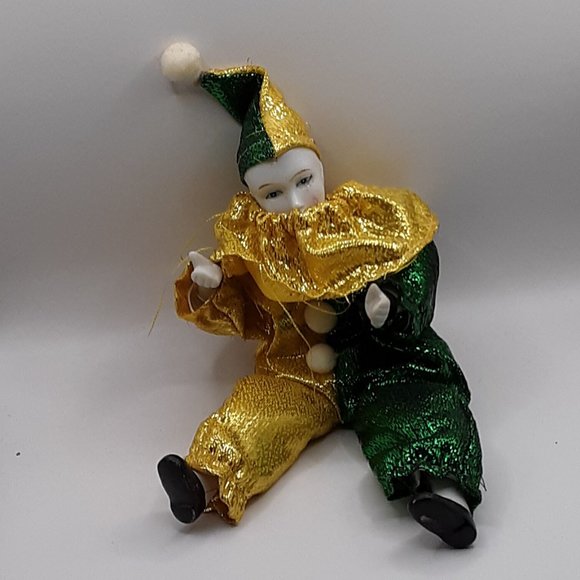 Harlequin Jester Clown Girl Doll Vintage Preowned Bendable Wires Collectible - Picture 4 of 14